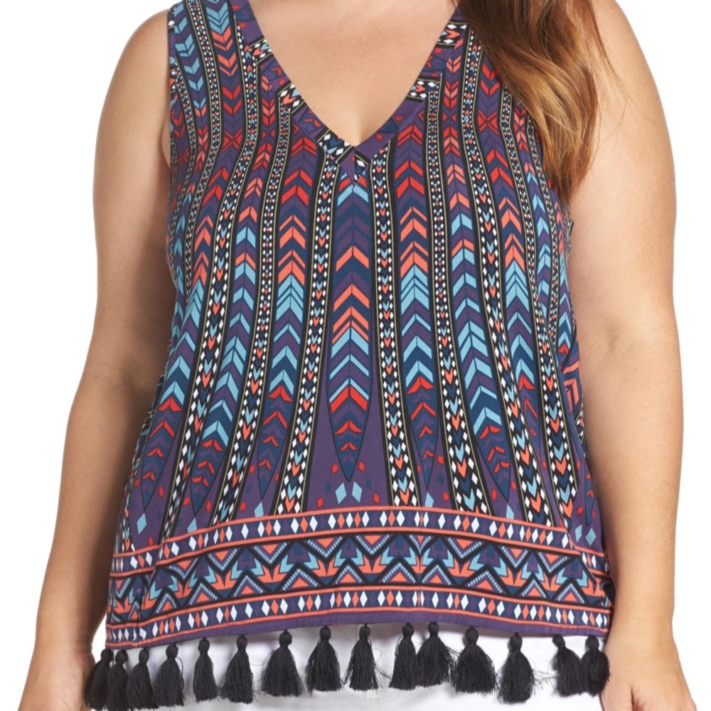 TART Collections modal peacock tassel pattern top